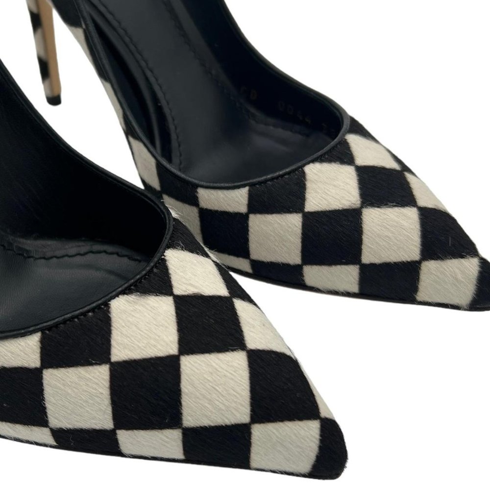 Vintage Dolce & Gabbana black and white checkered ponyhair pointed toe heels - Picture 5 of 6